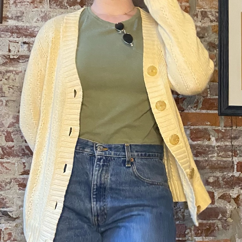 yellow oversized granny sweater cardigan